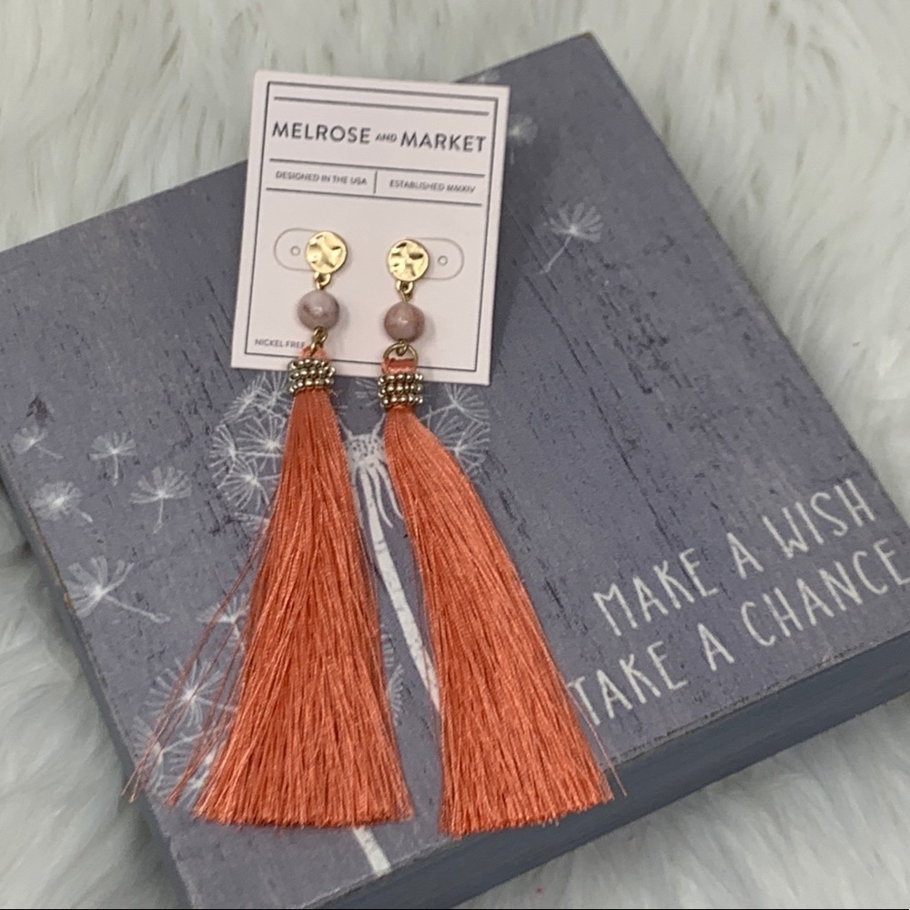 Melrose And Market Bead Tassel Peach Earrings 15$